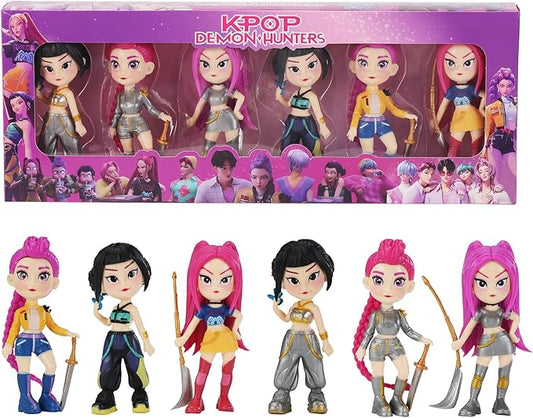 6Pcs Demon Hunters Toys Dolls, 3.94 Inch PVC Action Figure Set, Collectible Figure for Fans with Gift Box, Gift for Anime & K-pop Lovers Game