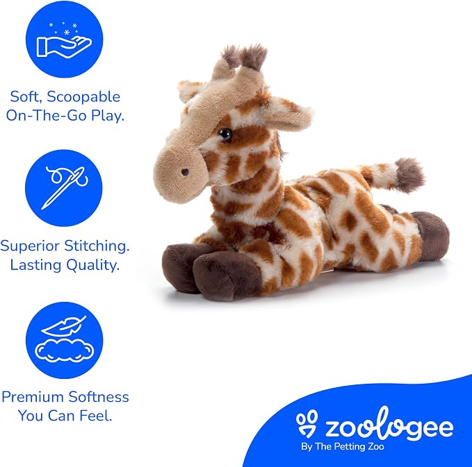 The Petting Zoo Giraffe Stuffed Animal Plushie, Gifts for Kids, Scoopz Wildlife Animals, Giraffe Plush Toy, 8 inches