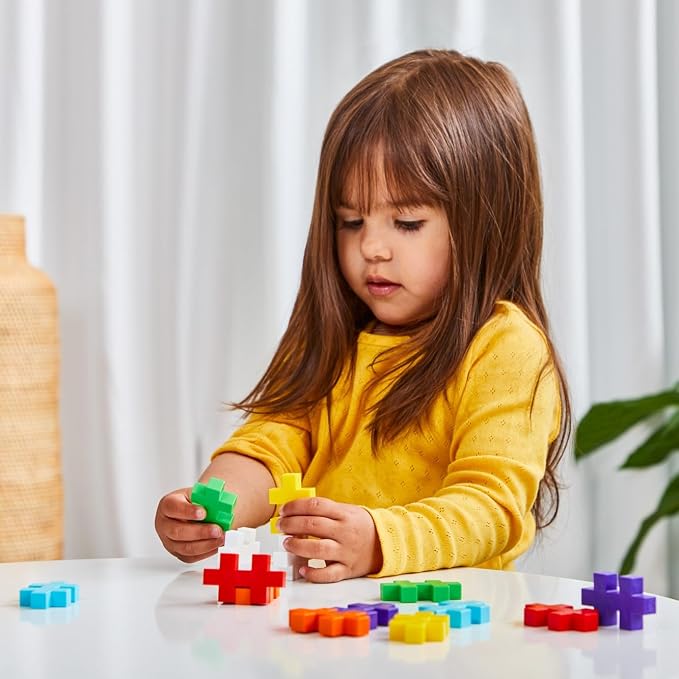 PLUS PLUS Big - 100 Piece Rainbow Color Mix - Interlocking Large Puzzle Building Blocks, Quiet Stem Toys for Toddlers - Gifts for Boys & Girls