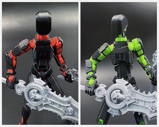 T13 New Action Figure Set (Assembly Completed), 3D Printed Multi-Jointed Movable Titan 13 Dummy Lucky 13 Mobile Robot, Nova 13 Action Figures Desktop Decorations for Game Lovers Toy (Black Red Green）