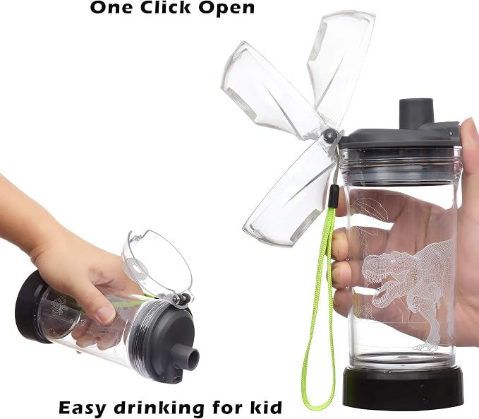 Lightzz Kids Water Bottle with 3D Glowing Turtle LED Light - Tritan BPA Free - Creative Ideal Travel Cup Ocean Gift for Back to School Girl Boy Child Holiday Camping Picnic (Sea Turtle 14 Oz)