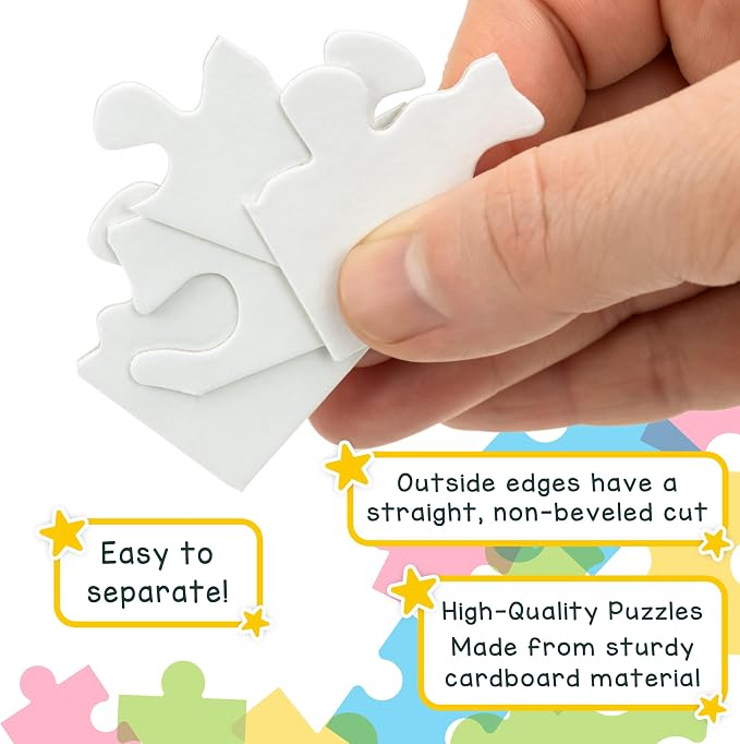Hygloss 24 Blank Jigsaw Puzzles – 5.5 x 8 Inch, 12 Pieces Each – DYI Party invites, Perfect for Decorating, Kids' Activities, Arts & Crafts or Party Favors - Puzzle Pieces to Draw On for Crafts