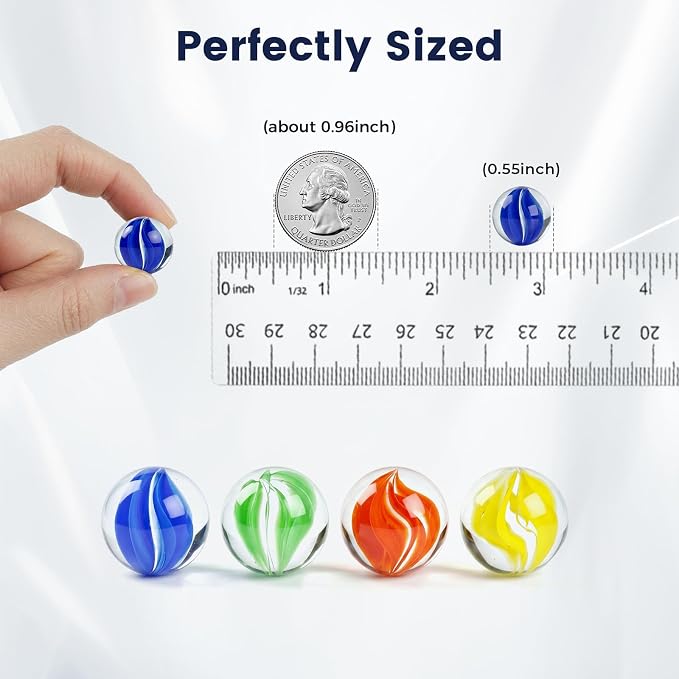 LovesTown 100PCS Glass Marbles Bulk, for Kids Marble Run Game, DIY and Home Decoration