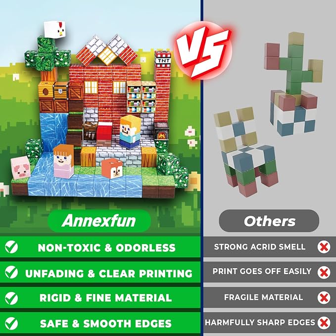 Annexfun 150PCS Magnetic Blocks - Magnetic Building Blocks, Stacking Magnets for Kids, Sensory Toy for STEM Montessori Sensory Toys for Kids 3+ Boys and Girls Christmas Birthday Gifts