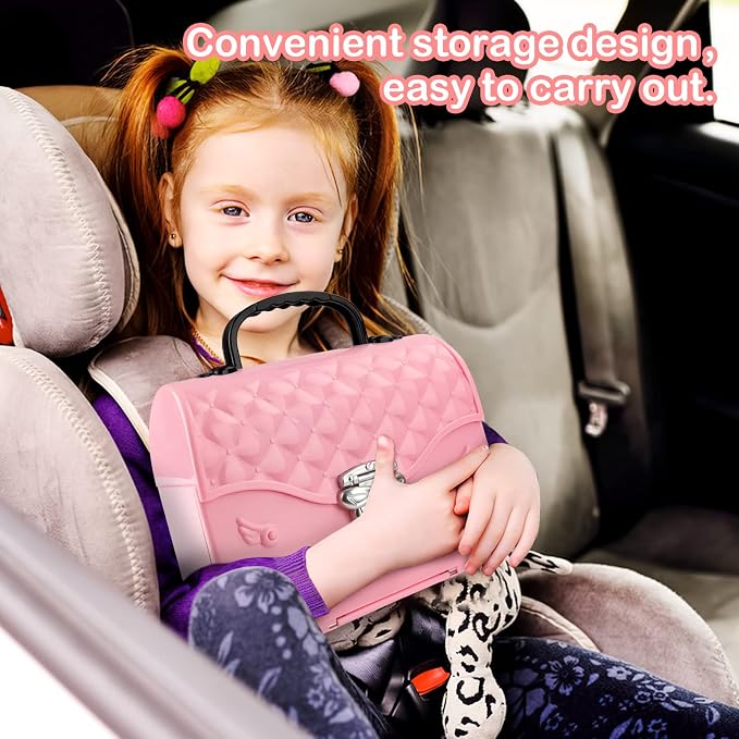 deAO Dollhouse Portable Backpack for Girls Pretend Playhouse with Furniture & Figures 2 in 1 Playhouse Set Birthday Toys for Age 3-6 Year Old Kindergarten Toddlers Preschoolers