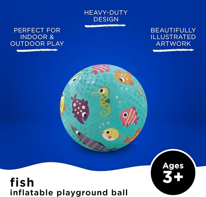 Crocodile Creek Playground Ball - Durable Rubber Ball for Kids Ages 3 and Up - Bouncy Inflatable Ball for Kickball, Indoor Games, and Outdoor Sports - PVC-Free