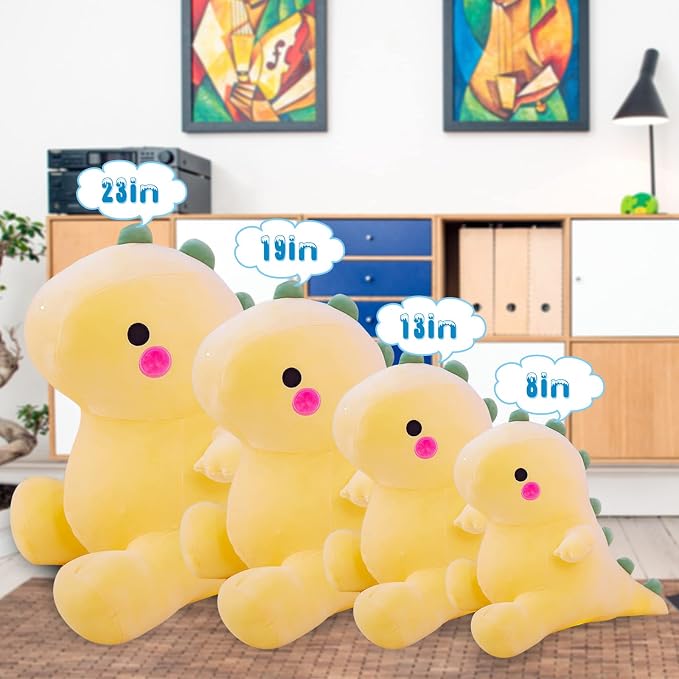 DUANMUL Cute Dinosaur Plush Toys Fat Dinosaur Stuffed Animals Toys Dolls Dinosaur Plush Toy Soft Stuffed Animal Dino Plushies Doll Cute Birthday Gifts for Kids Girls Boys (Yellow,19in)
