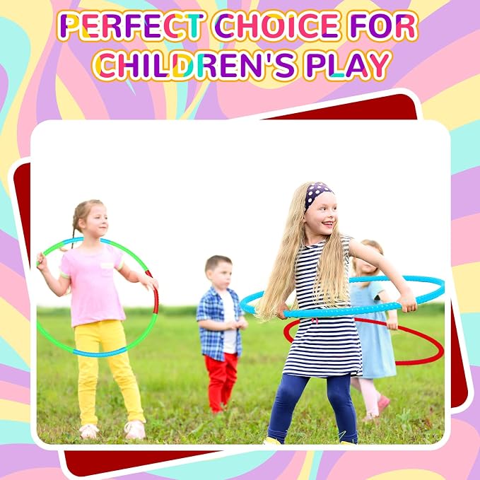 Sratte 12 Pcs Toy Hoop for Kid Detachable Adjustable Toy Hoop Colored Exercise Ring Plastic Circle for Kid Teen Gymnastics Equipment Require Self Assembly(28 Inch,Red,Blue,Green)