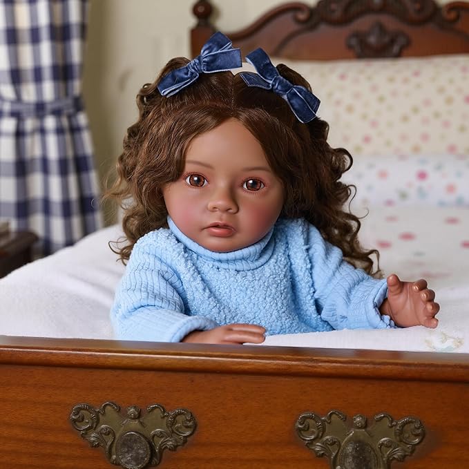 BABESIDE Lifelike Reborn Baby Dolls Black Girl- 20 Inch Soft Body Realistic-Newborn Handmade Real Life Baby Dolls with Clothes and Toy Gift for Kids Age 3+