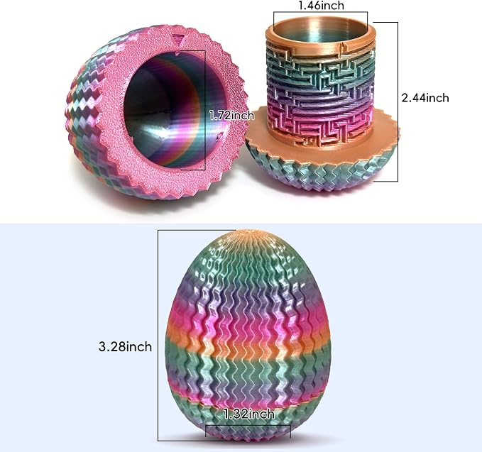 Money Puzzle Box for Cash Gift Card Holder - Reusable Secret Safe with 4 Unique Maze Egg Designs, 3D Printed Brain Teaser Game for Teens Adults, Easter Birthday Christmas Stocking Stuffer (Rainbow)