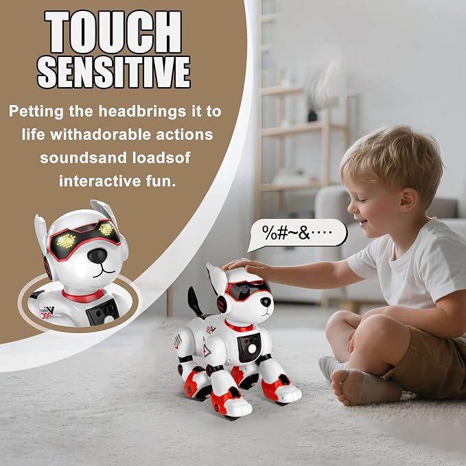 BYTEWAR Realistic Robot Toy Puppy, Intelligent Programming Robot Dog, Remote Control and Interactive Gesture Function, Imitate Animal Music and Dance,Nice Gift for Boy or Girl 3-5 5-8 Ages