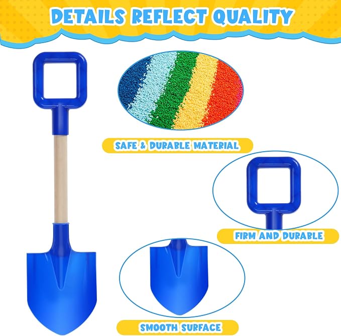 Honoson 24 Pack 16 Long Beach Spades Sand Shovels Toys Gardening Tools Sets Sandbox Sturdy Scoop Durable Wood Handle ABS Plastic Spade for Garden Sand Snow Backyard Summer Favors (Bright Color)
