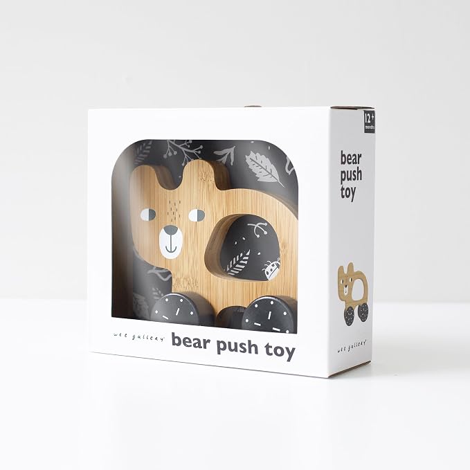 Wee Gallery Bear Push Toy, Rolling Toy, Classic Motion Toys for Child Motor Skills, Balance, Roll Along Play, and Animal Nursery Decor (Baby, Toddler, Kids)