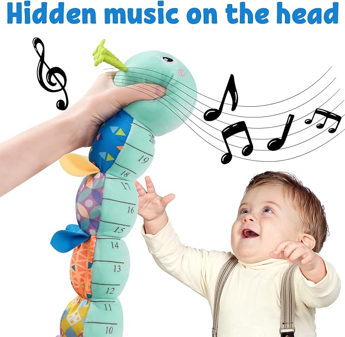 LIGHTDESIRE Baby Toys Musical Caterpillar Infant Toys Plush Stuffed Animals | Sensory Toys with Crinkle and Rattle Baby Teething Toys for Tummy Time Newborn Boys Girls 0 3 6 12 Months Shower Gifts,Blue