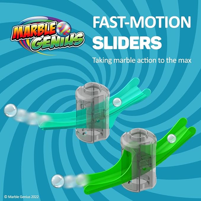 Marble Genius Marble Run Stunts Super Set: 125 Pieces Total, 20 Action Pieces Including 2 New Trampolines, Free Online App and Full-Color Instruction Booklet, Made for Ages 5 and Up