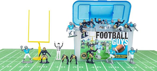 Kaskey Kids Football Guys, Navy Gold vs. Gray Blue, 30 Pieces in Each Set, Includes 2 Teams, Accessories, and Travel Storage Case, Nostalgic Sports Action Figures for Imaginative Play, Ages 3 and Up
