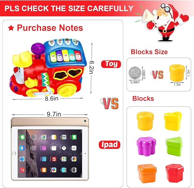 Baby Toys for 2 Year Old Boy Girl Gift Musical Train Baby Toys 18-24 Months,Early Educational Learning Montessori Kids Toys with Blocks/Light Toddler Christmas Birthday Gifts for 2 3 Year Old