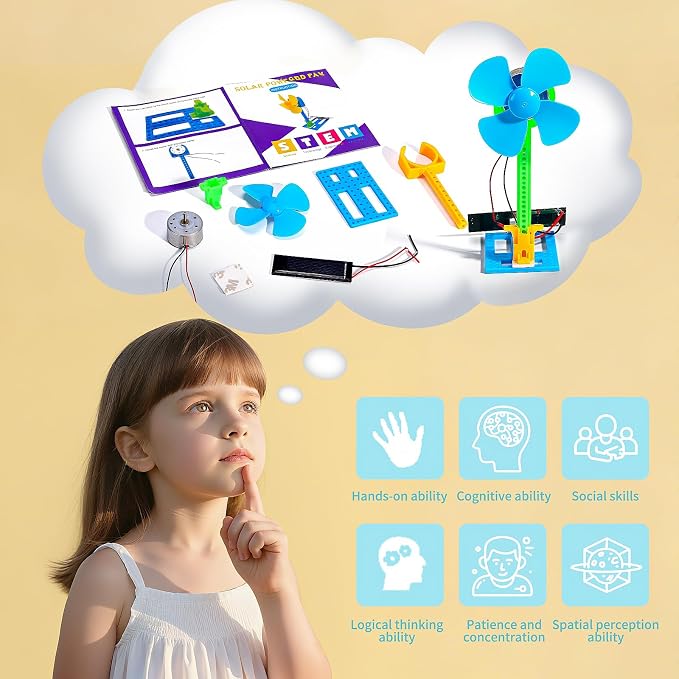 Bulk STEM Kits - 8 Set Solar Powered Fans, Science Kits for Kids Age 8-12 12-14 10-12, Stem Building Toys for Ages 8-13, Boys Girls Crafts, Classroom School Gifts Experiments Activities Summer Toys