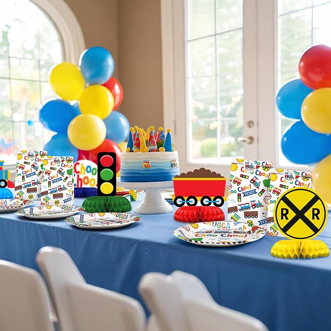 9 Pack Train Table Decorations - Train Party Decorations for Kids' Birthday and Baby Shower - Train Table Toppers