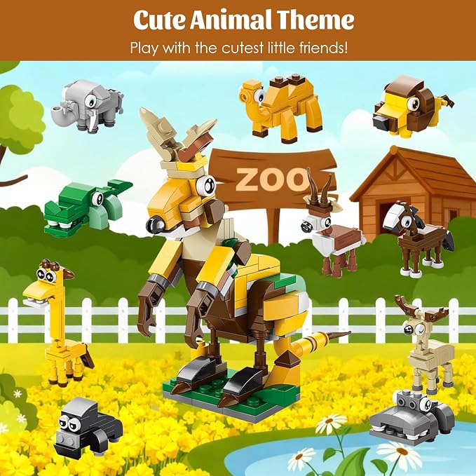 30 Packs Animal Party Favors for Kids, 999+ PCS Mini Building Blocks, 3 Styles Dinosaur/Sea/Forest 10-in-1 Models, Goodie Bag Fillers, Classroom Treasure Box Valentines Gifts for Kids