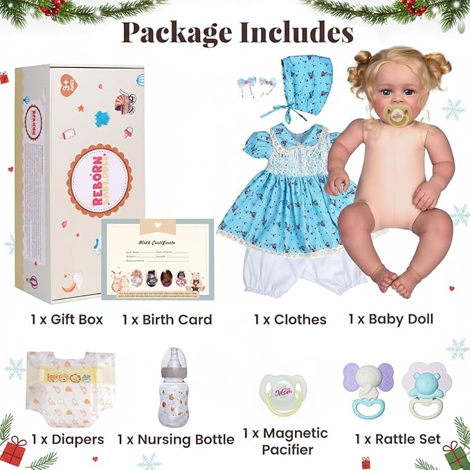JIZHI Lifelike Reborn Baby Dolls - 18 Inch Realistic-Newborn Baby Dolls Blond Girl Handmade Real Life Baby Dolls with Clothes for Kids Age 3+