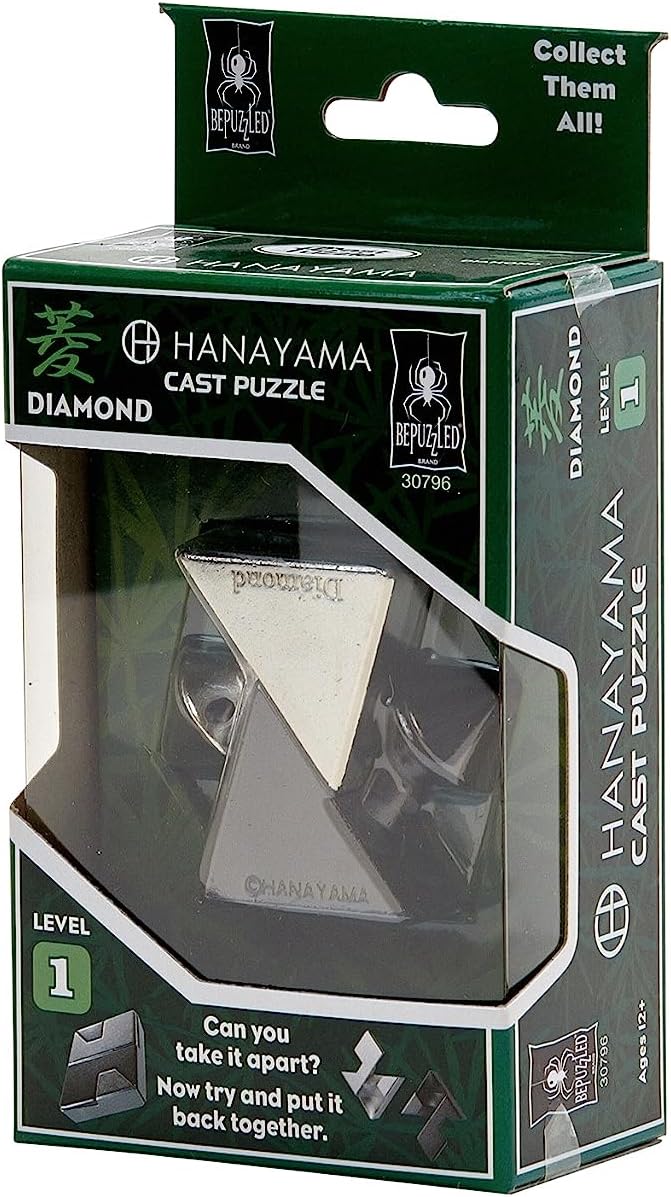 BePuzzled | Diamond Hanayama Metal Brainteaser Puzzle Mensa Rated Level 1, for Ages 12 and Up