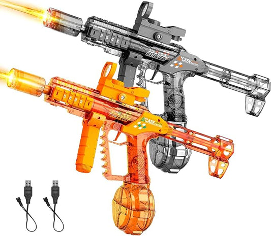 2 Pack Electric Water Guns Toy for Kids Adults, Automatic Water Gun Toys for Kids Ages 4-8 8-12, Adjustable Grip & Folding Stock, 26-32FT Long Range, Summer Pool Outdoor Beach Water Toy for Boys Girls