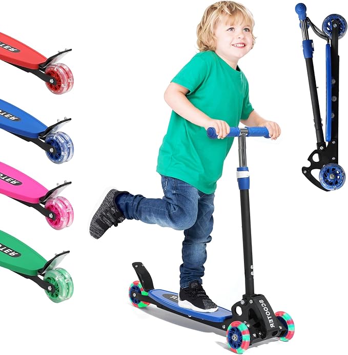 Scooter for Kids 3-12, Kid Scooters with Extra-Wide Deck, 165 lbs Capacity, 3 Wheel Kick Scooter with Lean to Steer, Height Adjustable Handlebar, Light Up Wheels for Stable Smooth Riding, Child Gift