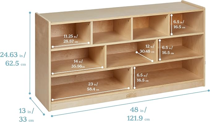 ECR4Kids Mobile Building Block Storage Cabinet, Large, Classroom Furniture, Natural