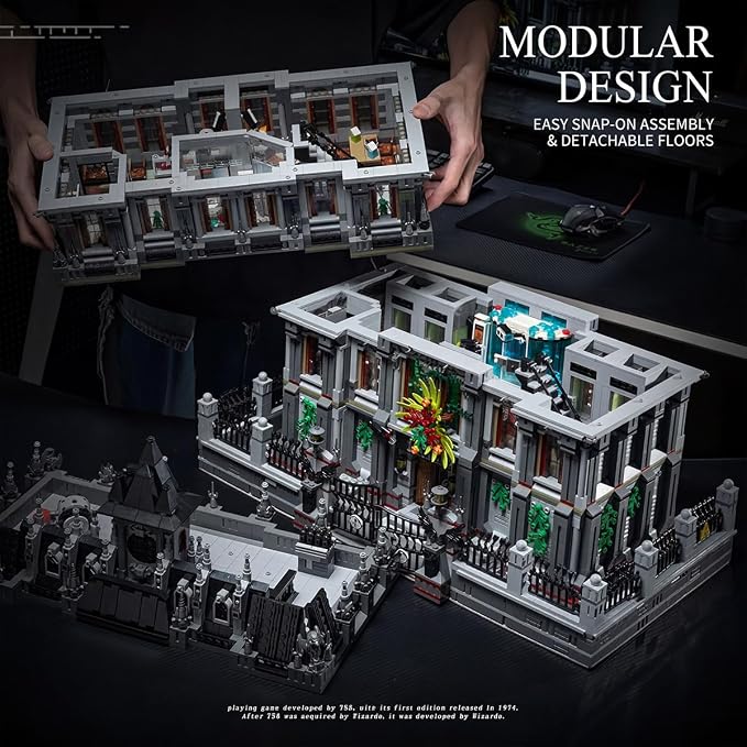Lunatic Hospital Building Blocks Set, Gothic Architecture Model with LED Lights, Collectible Display Kit for Adults, 7537 Pieces Challenging Construction Toy for Halloween Decor