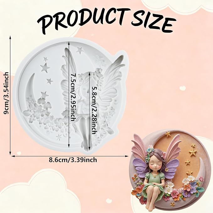 Moon Fairy Silicone Molds Butterfly Fairy Polymer Clay Mold for DIY Craft Epoxy Resin Casting Polymer Clay Tools Crafts Air Dry Jewelry Making