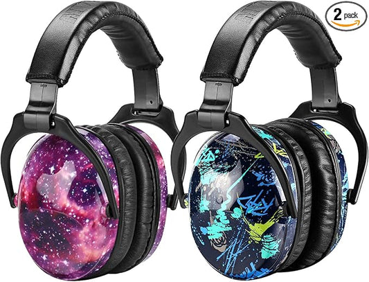 ZOHAN Kids Ear Protection 2 Pack, Hearing Protection Safety Ear Muffs for Children Have Sensory Issues, Adjustable Noise Reduction Earmuffs for Concerts, Fireworks(Nebula&Rap)