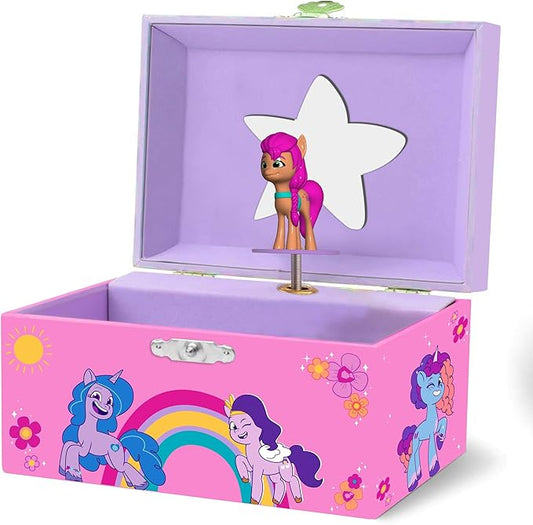 My Little Pony Jewelry Box for Girls Musical Jewelry Box with Spinning Sunny Starscout Figurine, My Little Pony Toys for Kids Ages 3-5 Plays My Little Pony Theme Song