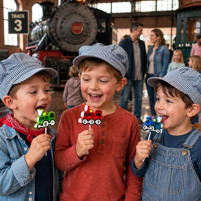 96-Count Train Lollipops Variety Mixed Fruit Flavor Party Suckers Perfect Train Party Favors For Your Train Birthday Party (96-Pack)