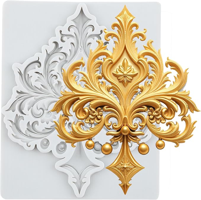 Baroque Scroll Relief Silicone Molds Relief Flower Lace Filigree Polymer Clay Mold for DIY Crafts Epoxy Resin Casting Air Dry Polymer Clay Plaster Jewelry Making