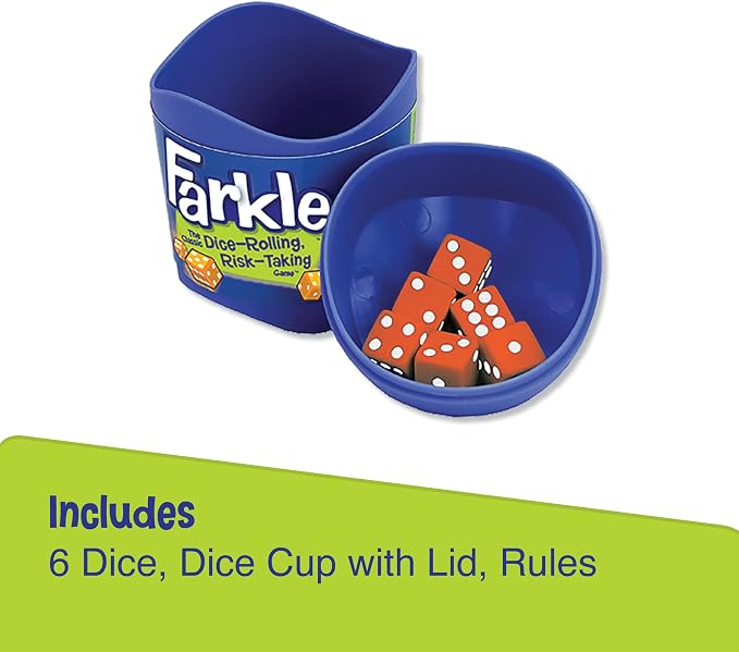 Farkle Classic Dice Game – Kids, Family Games, Travel Game, Adult Games, Board Game, Dice Cup, Summer Toys, Dice Set, , Ages 8+