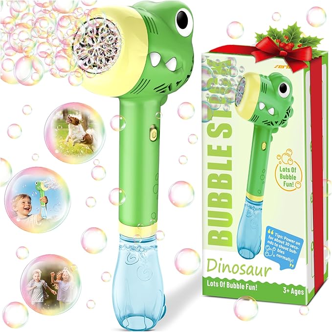 Dinosaur Bubble Toys Wand for Kids: Outdoor Toys for Toddler Boys & Girls - Garden Yard Party Bubble Fun - Automatic Bubble Maker Gift Idea
