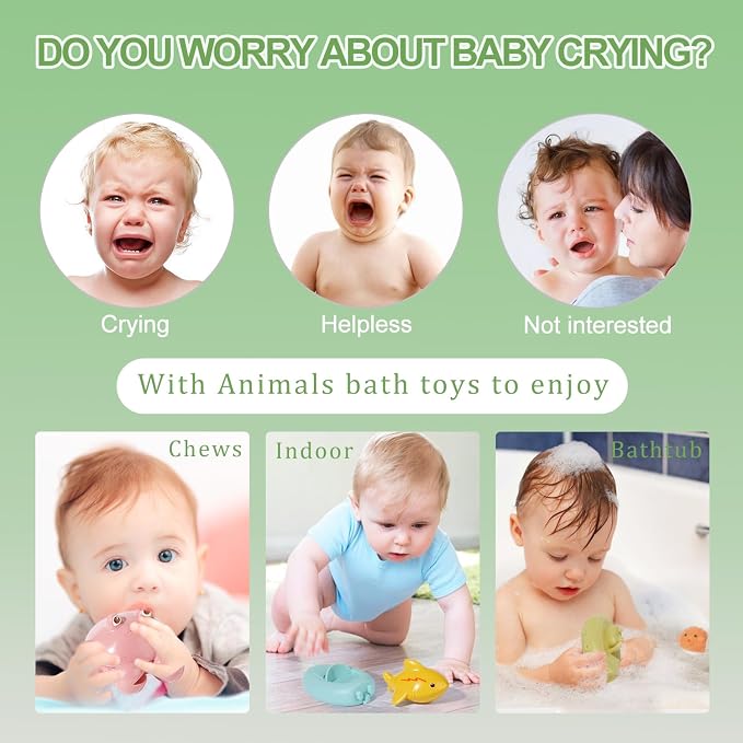 Mold Free Baby Bath Toys, 9 Pack | Sealed No Holes Design, No Water Inside | Soft Easy Grip Floatable Bathtub Toys | Baby Pool Water Toys for 0-6 6-12 12-18 Months, Toddlers 1-3 Years Old Girls Gift
