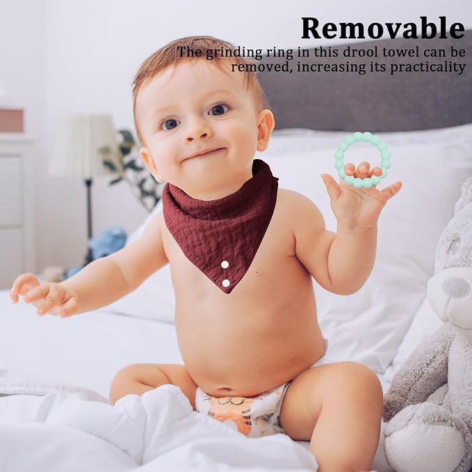 6-Pack Baby Bandana Drool Bibs & Teething Toys for 0-24 Months, Safety for Newborns and Toddlers