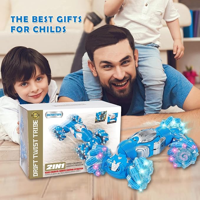 BEMITON Remote Control RC Cars for Boys, Gesture Sensing RC Stunt Car 6 7 8-12 9 10 11 Year Old Kids Gifts, 4WD Off Road Double Sided Drift Truck, Best Birthday Gift