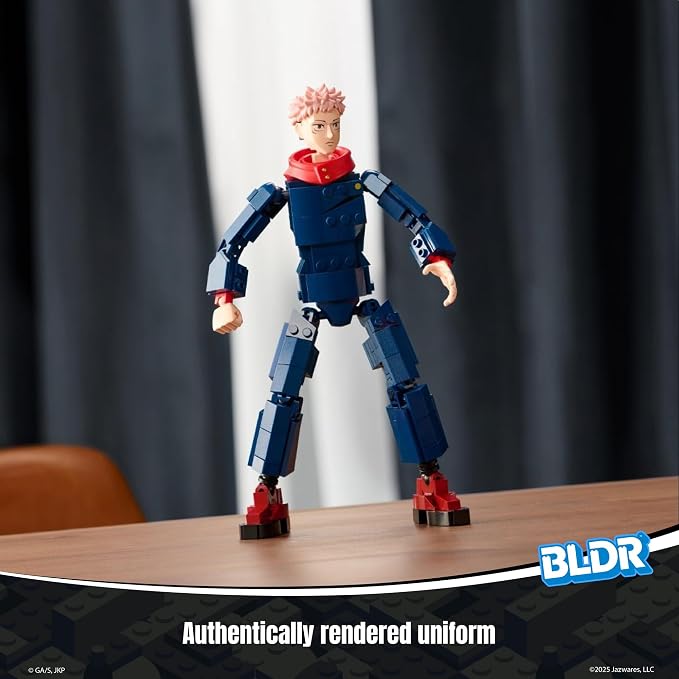 BLDR Jujutsu Kaisen Yuji Itadori Building Set - 9.5-Inch Buildable Articulated Action Figure, 0039