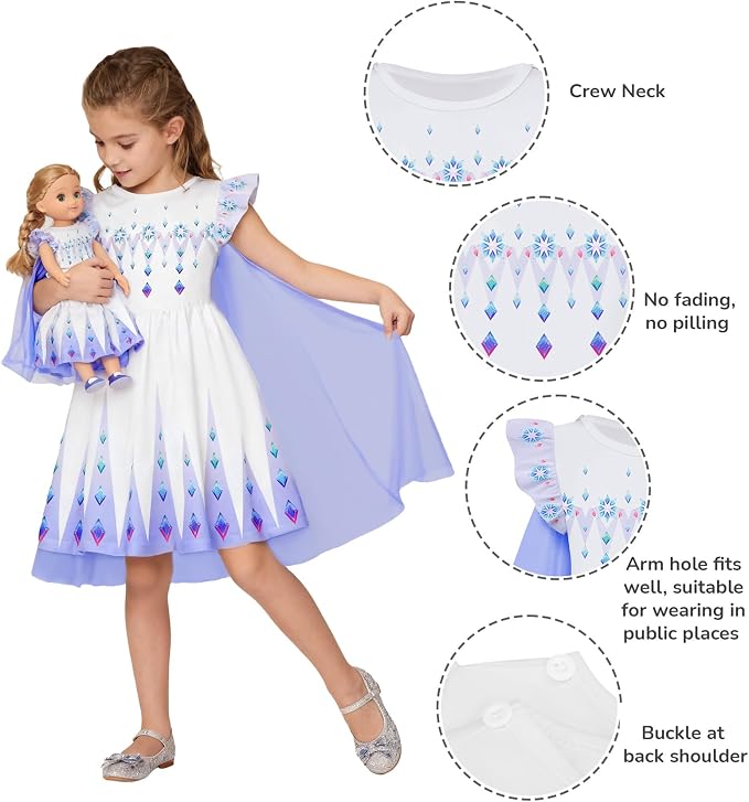 LQSZ Doll and Girl Matching Princess Dress Outfits for Girls and 18" Matching Doll and Girl Clothes