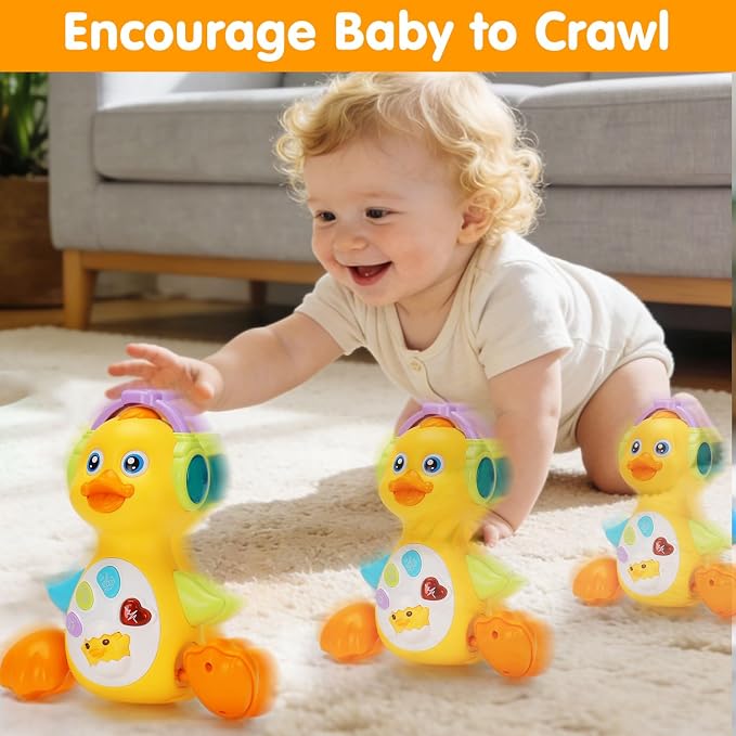 Tsomtto Baby Musical Light Up Duck Toy, Baby Toys Dancing Crawling Tummy Time Toys, Newborn Infant Musical Learning Toy Gifts for Baby Boys Baby Girls