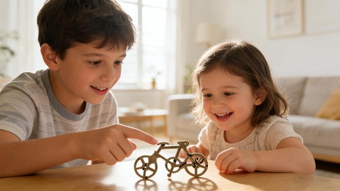 Metal Brain Teaser Puzzle - Interlocking Bicycle Challenge Toy for Kids & Adults
