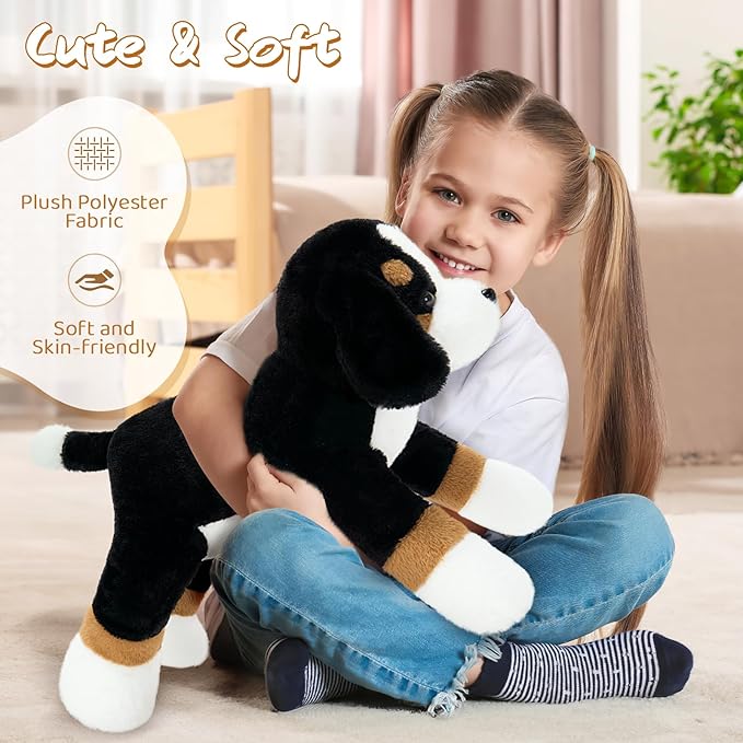 Tezituor 25 Inch Bernese Mountain Dog Stuffed Animal, Giant Bernese Mountain Dog Plush for Kids Women, Large Dog Cute Puppy Plushies Stuffy Gift for Christmas, Birthday, Party Decorations,Brown