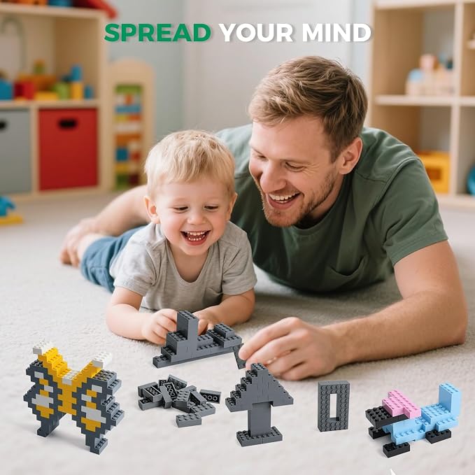 HUIZDQ 500 Piece Classic Building Bricks and 1 Gray Baseplate, 2x4 Bricks Bulk Creative Building Toys, Blocks Bulk for Kids Ages 6+, Dark Gray(Small Bricks, 1.25x0.62x0.47 in)