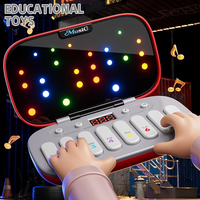 Piano for Kids, Kids Keyboard Piano Toy Music Rhythm Machine, 7 Modes Electronic Piano Toy with Glowing Piano Keys, Travel Toys Birthday Musical Learning Gift for 3 4 5 6 7 Year Old Toddler Girls Boys