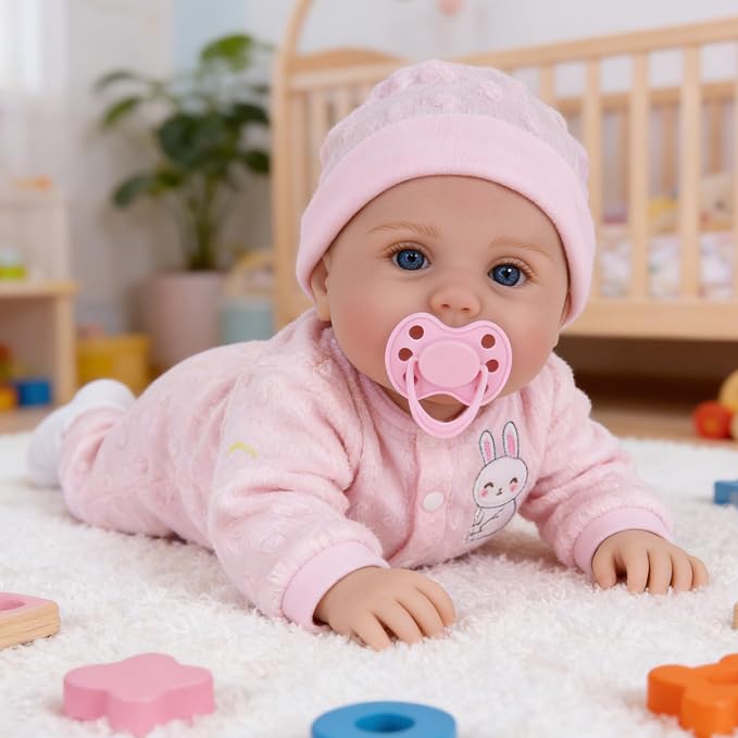 Milidool Reborn Baby Dolls Lifelike Girl Doll 18 inch Realistic Newborn Baby Doll Real Looking Silicone Baby Dolls Girl with Feeding Complete Accessories for 3+ Years Old Gifts