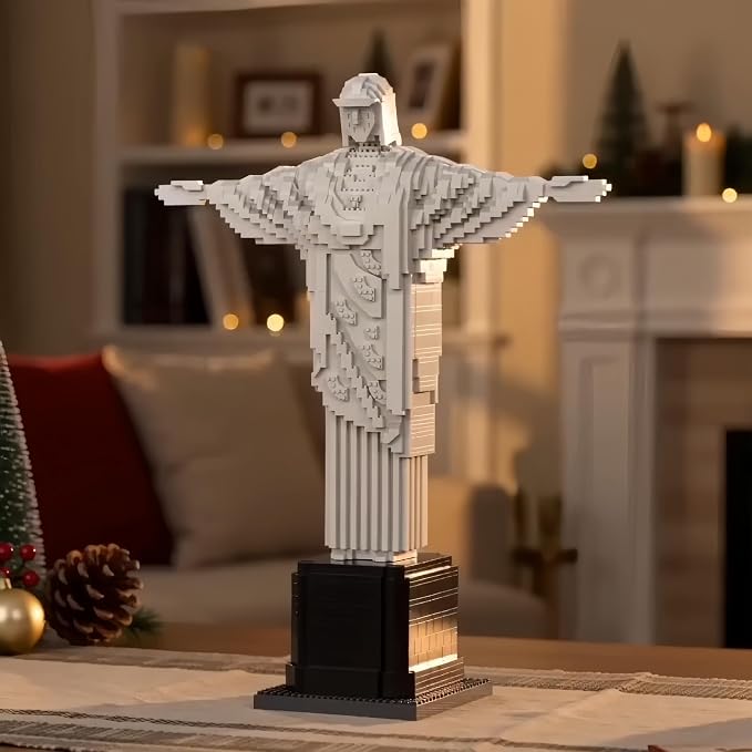 18 Inch Jesus Christ Redeemer Cross Micro Building Blocks - 2700 Pieces Serene Religious Figure, Mindful Stress Relief Hobby, Ideal Christian Gift for Home Decoration & Hobbyists