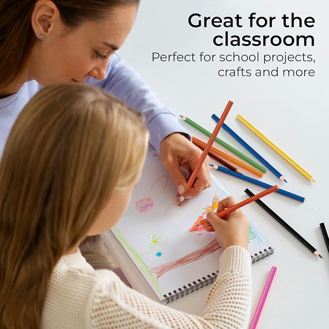 Rosmonde 12 Pack Colored Pencils (144 Count), Assorted Pre Sharpened Colors Set, Easy Hold Grip, Classroom Art Supplies, Bulk Coloring Set for Schools, Teachers, Drawing & Creative Projects